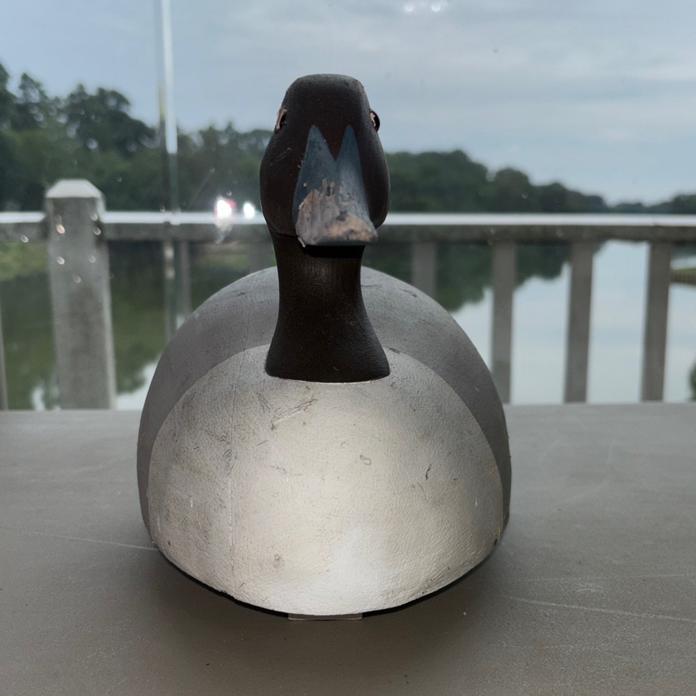 Vintage Hand Carved Hand painted Wooden Duck Decoy - Black/White/Grey/Blue - Picture 4 of 13